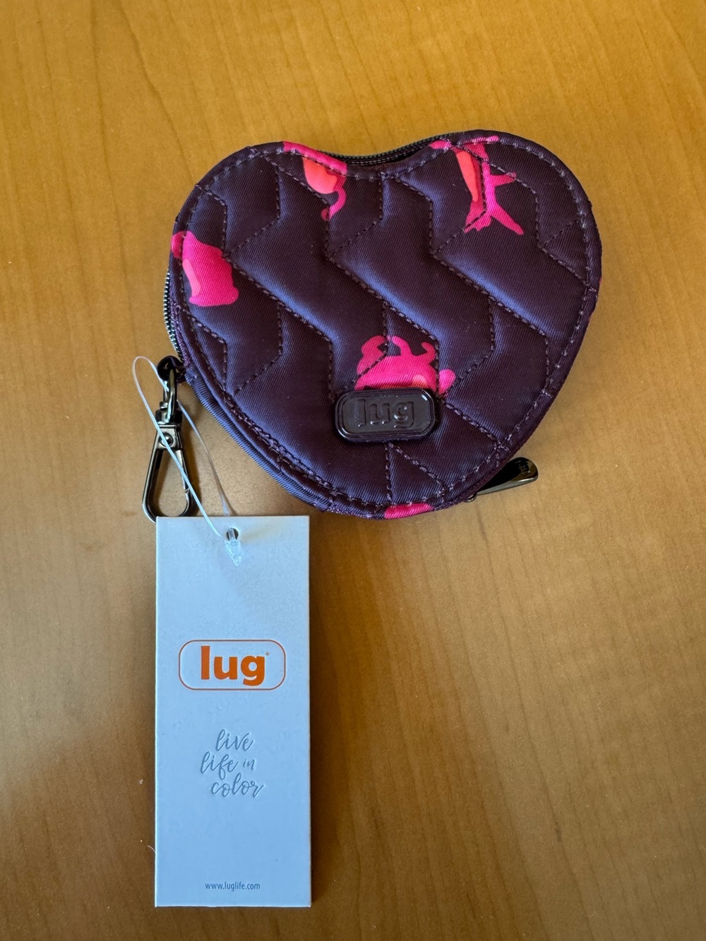 Lug Cats Purple Heart Pouch Keychain Bag Charm NWT